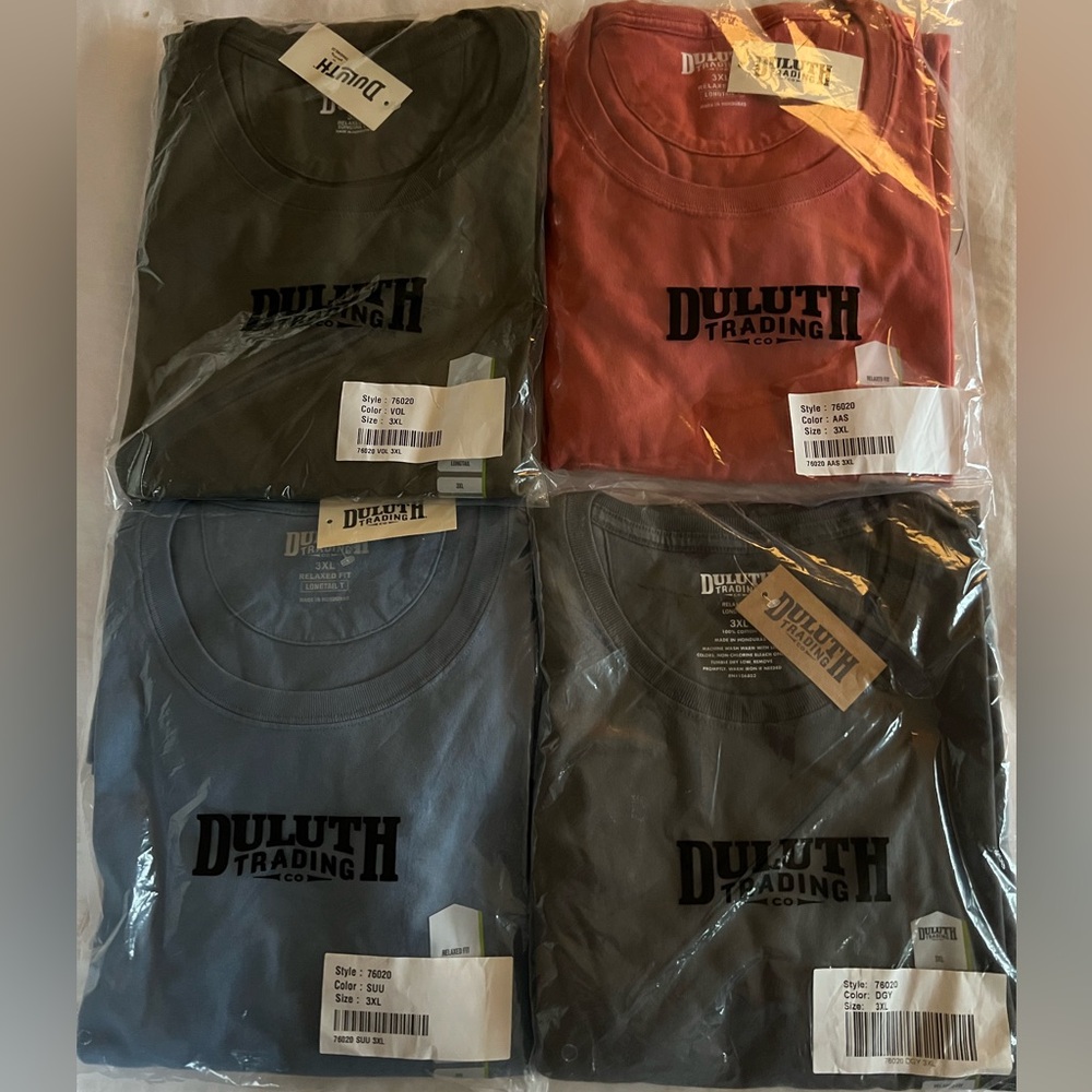 Lot of 4 Duluth Trading Mens Longtail Relaxed Fit Short Sleeve Tees 3XL New